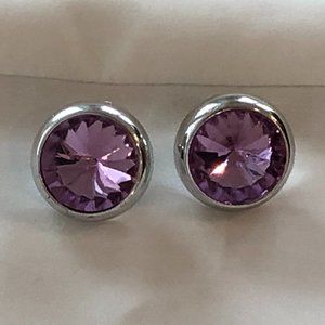 Awesome Vintage Purple Rivoli Rhinestone Pierced Earrings
